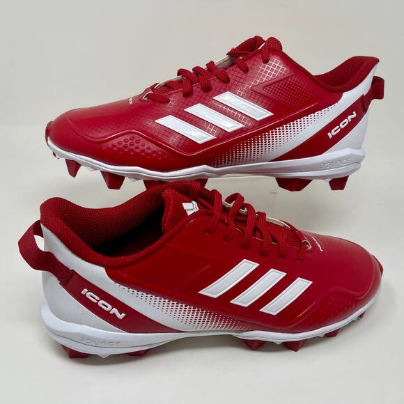 adidas Icon 7 MD Baseball Cleats Mens Sz 10 Red Ironskin I.1.9 Sporty - Picture 3 of 16